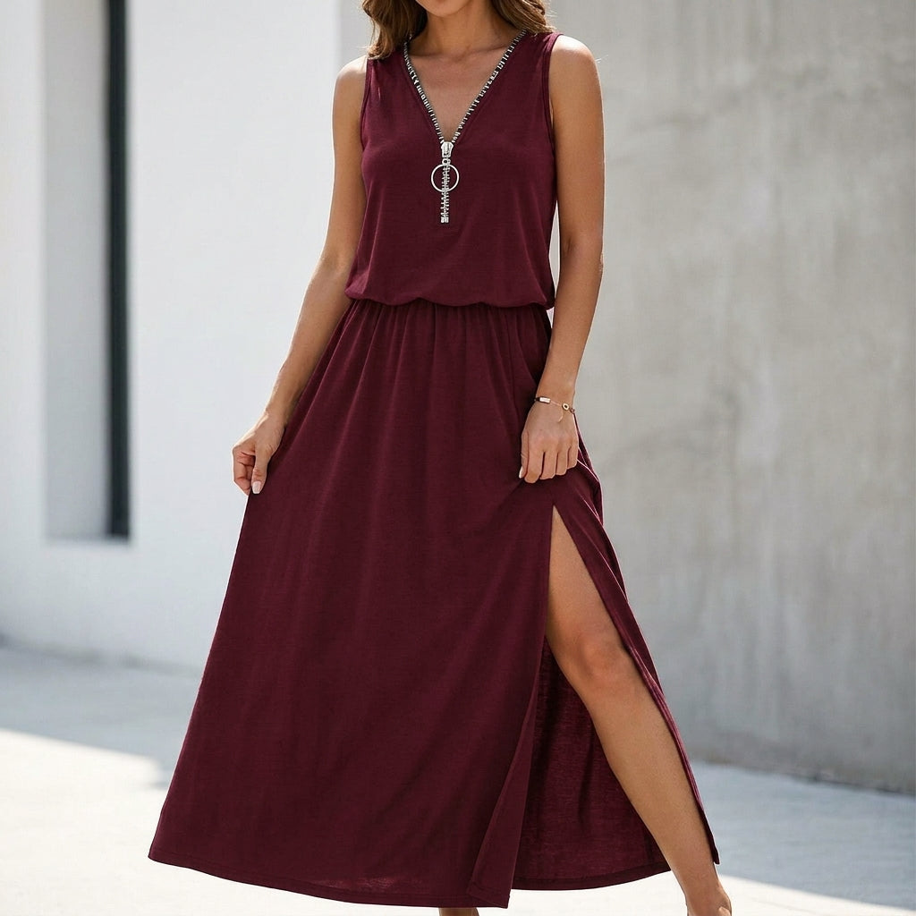 Relaxed A-Line Sleeveless Maxi Dress for Women – Stylish Casual Comfort