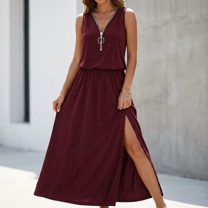 Relaxed A-Line Sleeveless Maxi Dress for Women – Stylish Casual Comfort