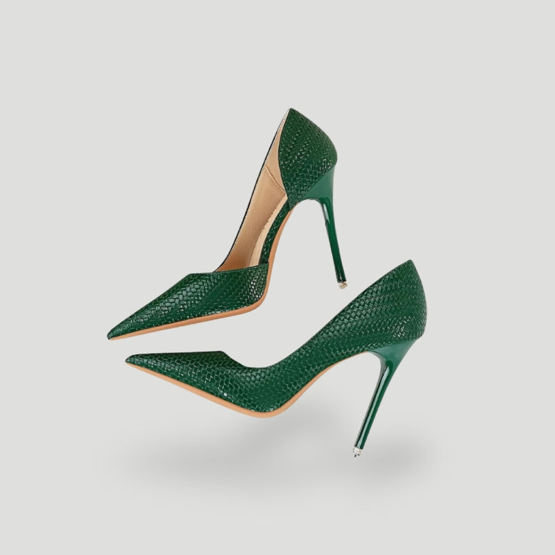 High-Heeled Shoes for Women - Stiletto Heel - Pointed Toe - Elegant Scale Texture