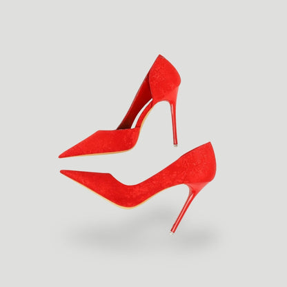 High-Heeled Shoes for Women - Stiletto Heel - Pointed Toe - Elegant Scale Texture