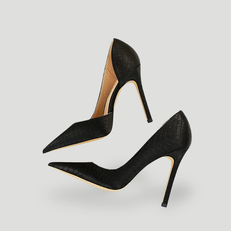 High-Heeled Shoes for Women - Stiletto Heel - Pointed Toe - Elegant Scale Texture
