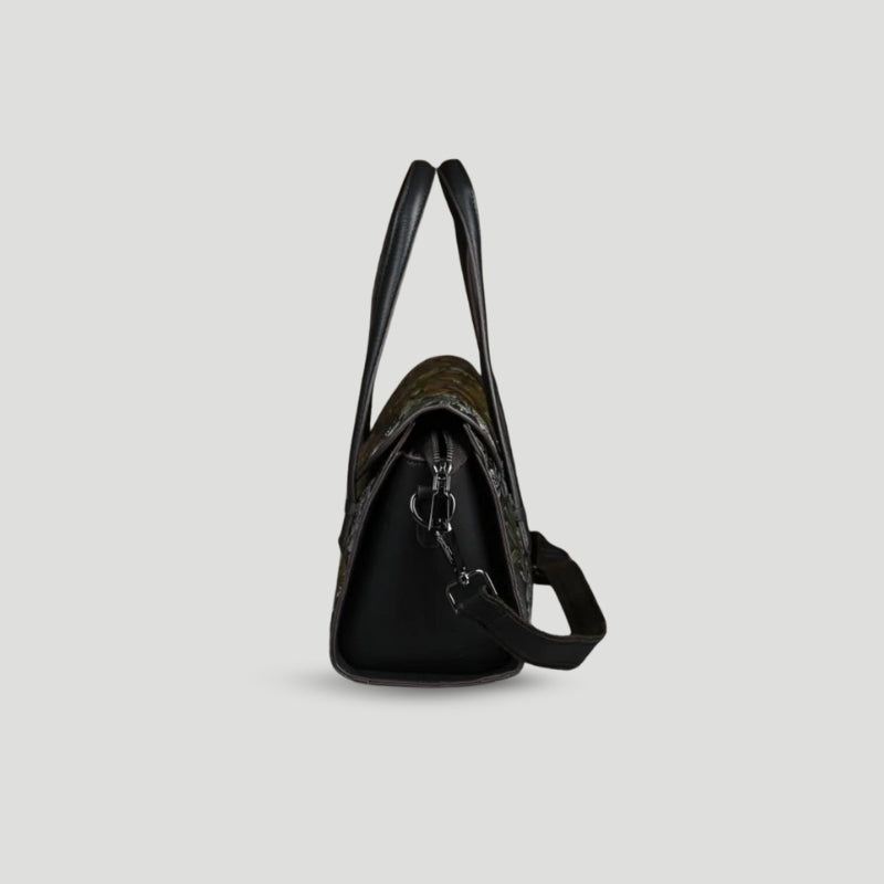 Women's Handbag - Embossed Floral Pattern - Elegant Design - Detachable Shoulder Strap