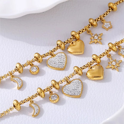 Amelia Adjustable Charm Bracelet | Pave Setting Lobster Clasp Bracelet