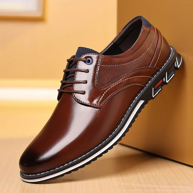 Samuel Faux Leather Lace-Up Oxfords | Perforated Panel Solid Oxfords