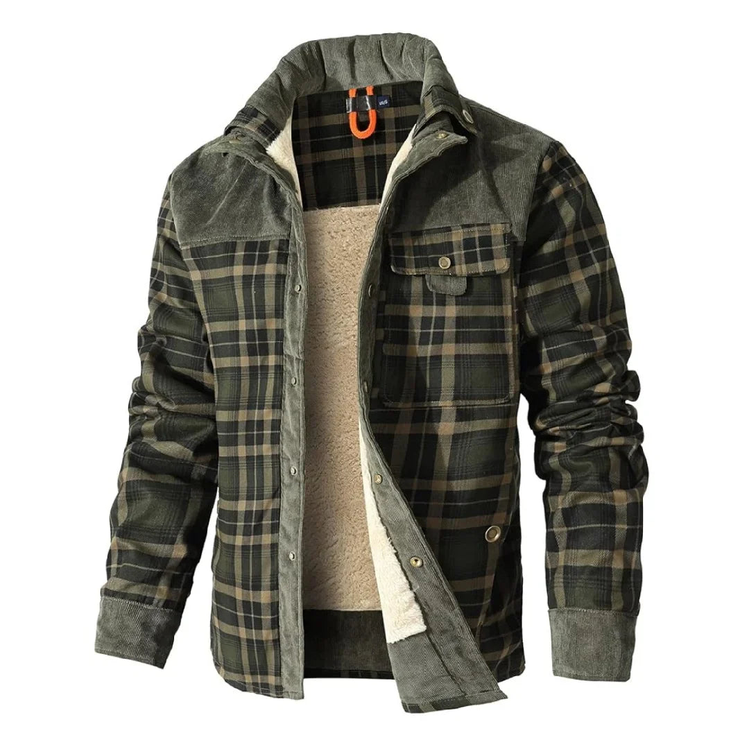 Harry Plaid Relaxed Fit Shirt Jacket | Fleece Lined Corduroy Shirt Jacket