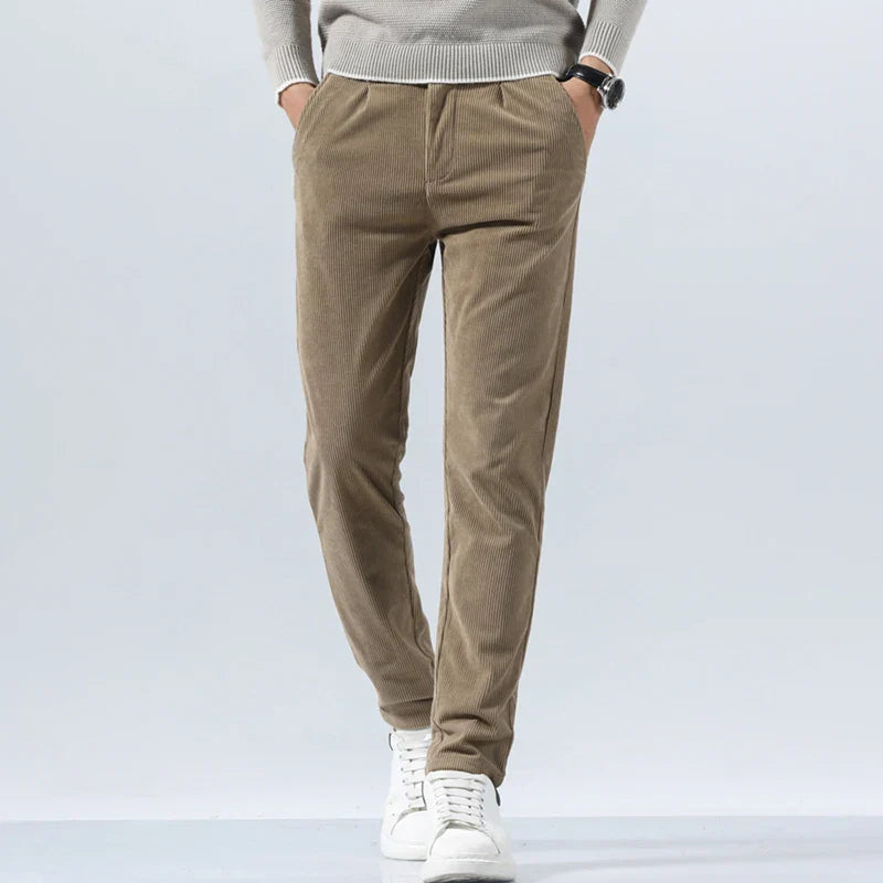 George Relaxed Trousers | Pleated Ribbed Side Pockets Trousers