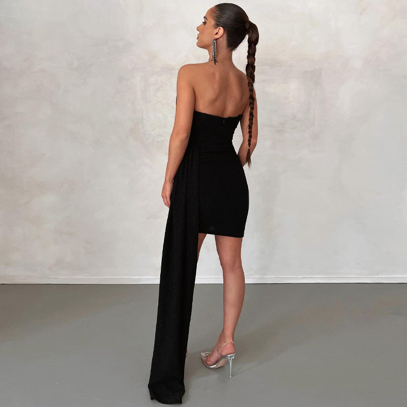 Women Cocktail Dress – Asymmetric Cut – One Shoulder – Elegant Party Look