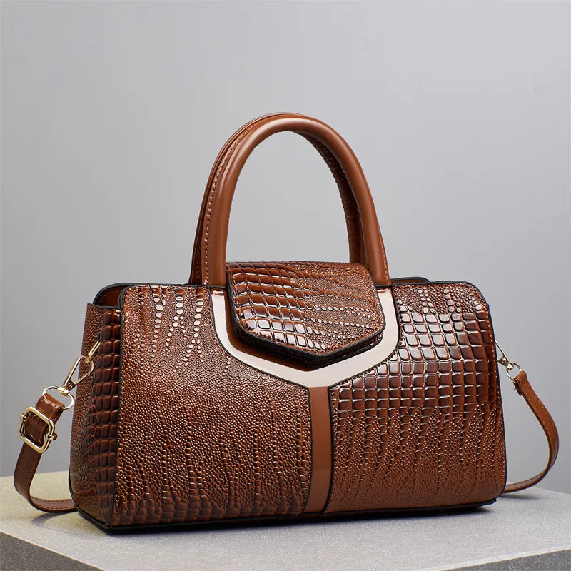 Rosie Structured Satchel Handbag | Embossed Top Handle Satchel Handbag
