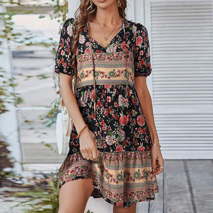 Paulina - Unique bohemian dress with short sleeves