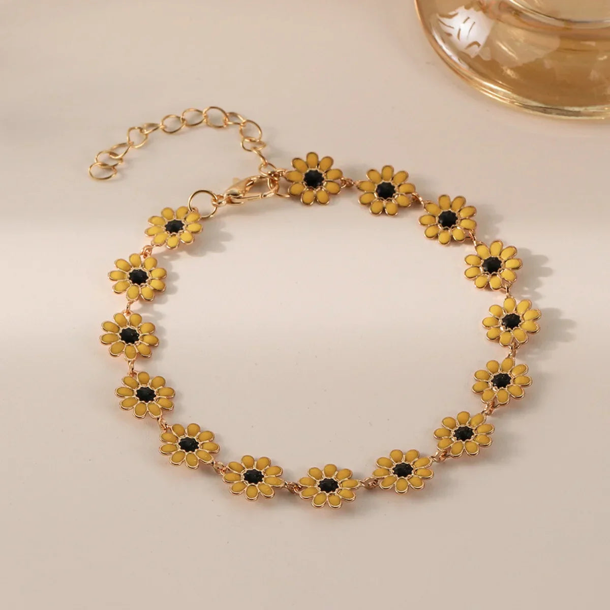 Daisy Floral Bracelet & Necklace Two-Piece Set | Daisy Charm Jewelry Set