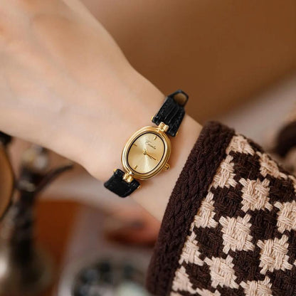 Amelia Oval Watch | Textured Strap Adjustable Band Watch