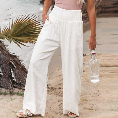 Women's Pants - Wide Legs - Elastic Waist - Lightweight and Breathable - Comfortable Fit