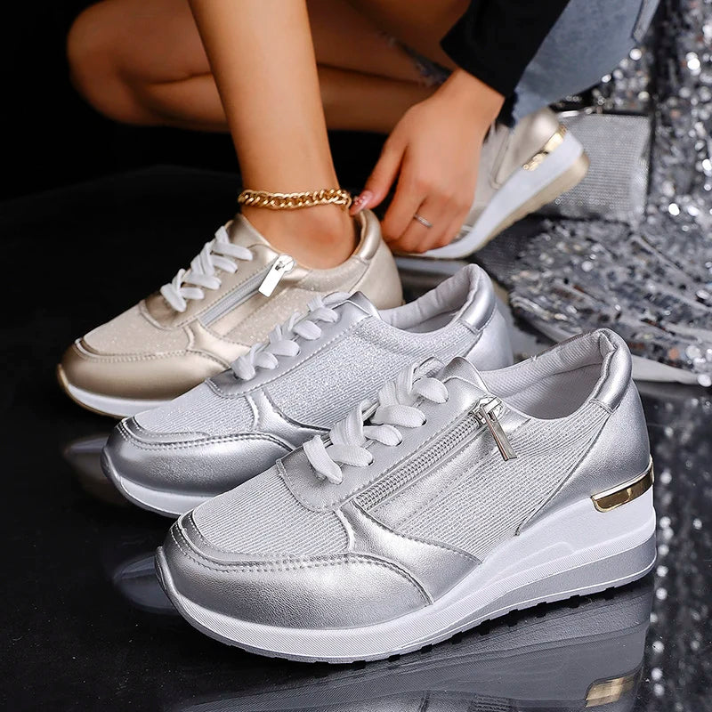 Isla Platform Sneakers | Lace-Up Metallic Accent Platform Sneakers