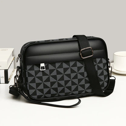 Oscar Structured Crossbody Bag | Checkered Design Silver-Tone Crossbody Bag