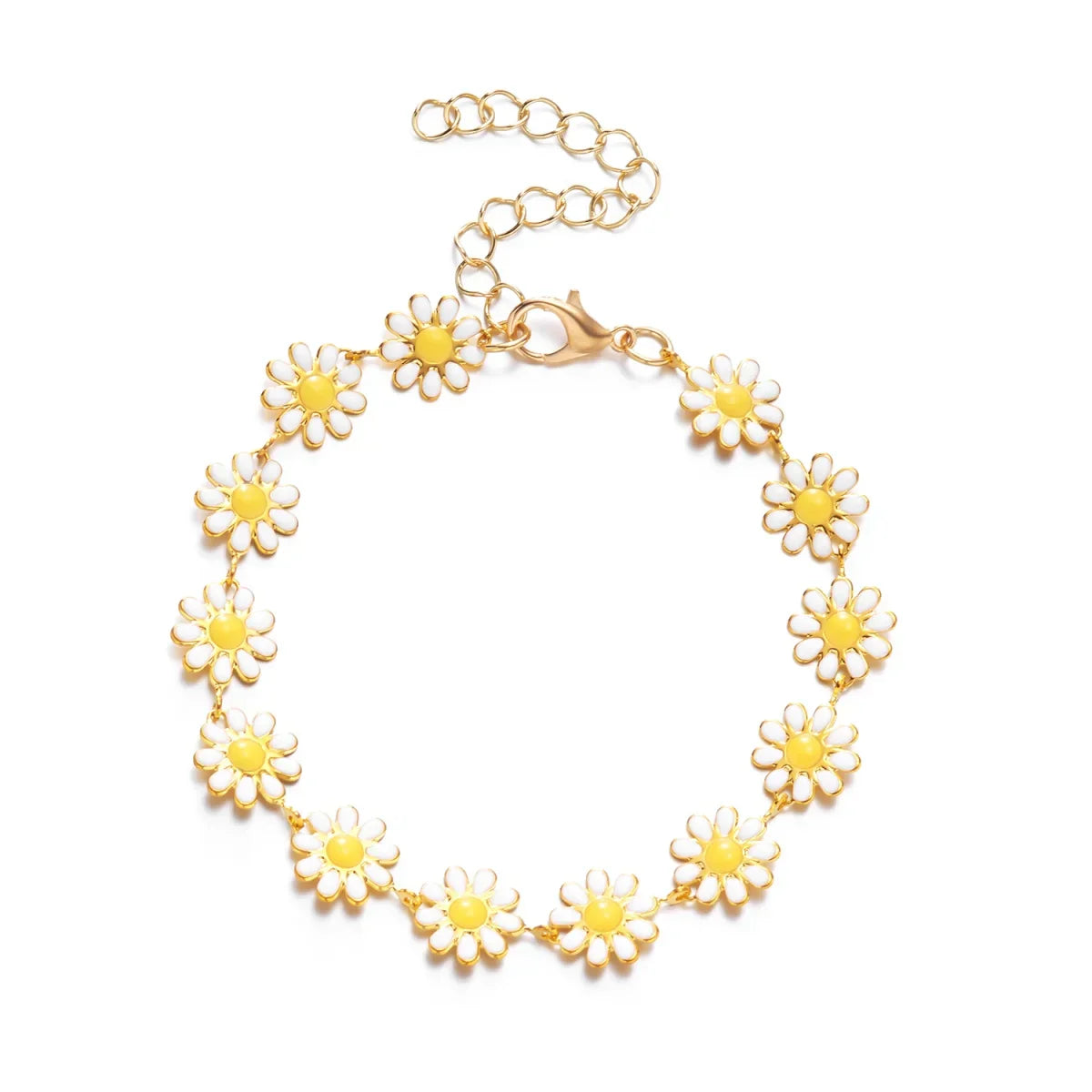 Daisy Floral Bracelet & Necklace Two-Piece Set | Daisy Charm Jewelry Set