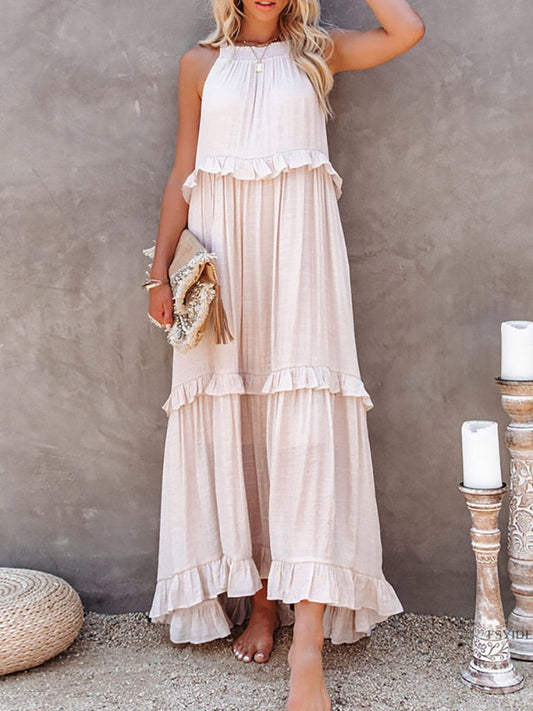 Women's Maxi Dress – Loose Fit – Sleeveless Halterneck – Light and Breathable Design