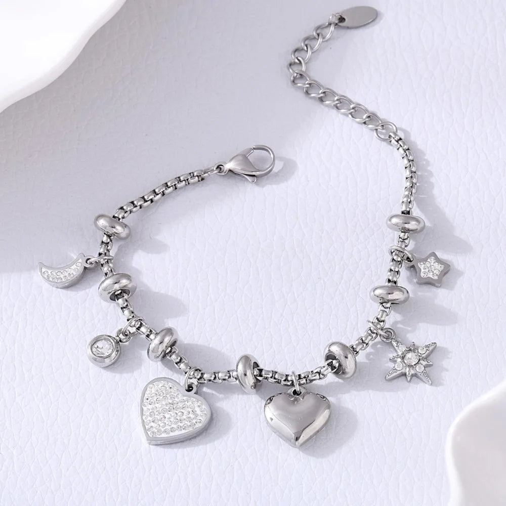 Amelia Adjustable Charm Bracelet | Pave Setting Lobster Clasp Bracelet