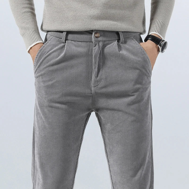 George Relaxed Trousers | Pleated Ribbed Side Pockets Trousers