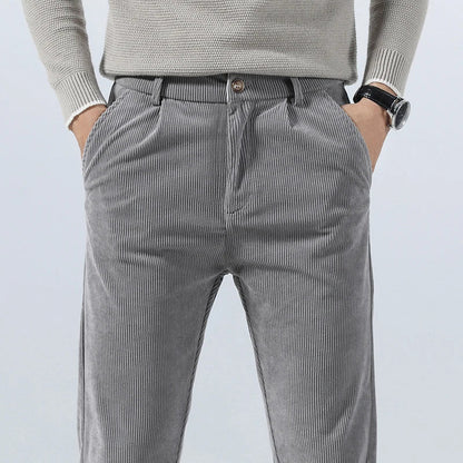 George Relaxed Trousers | Pleated Ribbed Side Pockets Trousers
