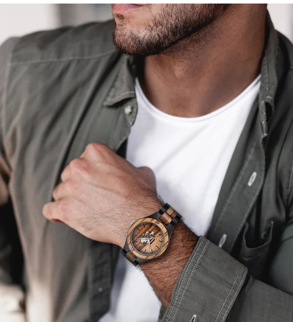 Harry Wood Skeleton Watch | Skeleton Dial Link Bracelet Watch
