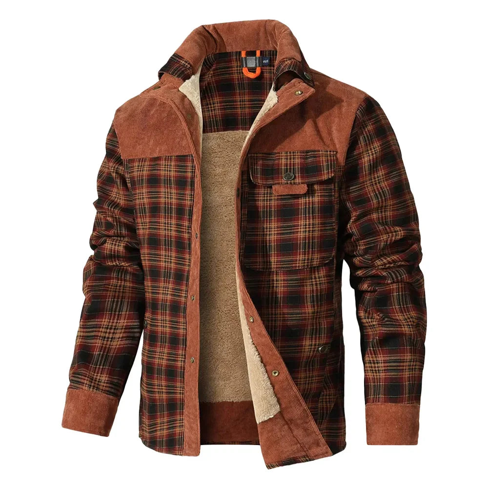 Harry Plaid Relaxed Fit Shirt Jacket | Fleece Lined Corduroy Shirt Jacket