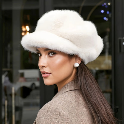 Harper Brimmed Fuzzy Baker Boy Hat | Relaxed Fit Solid Baker Boy Hat