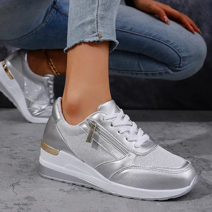 Isla Platform Sneakers | Lace-Up Metallic Accent Platform Sneakers