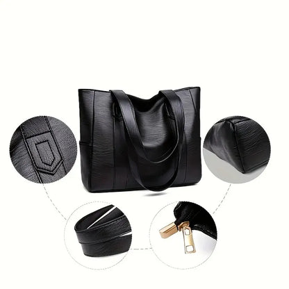 Classic Leather-inspired Tote Bag for Women – Spacious Everyday Elegance