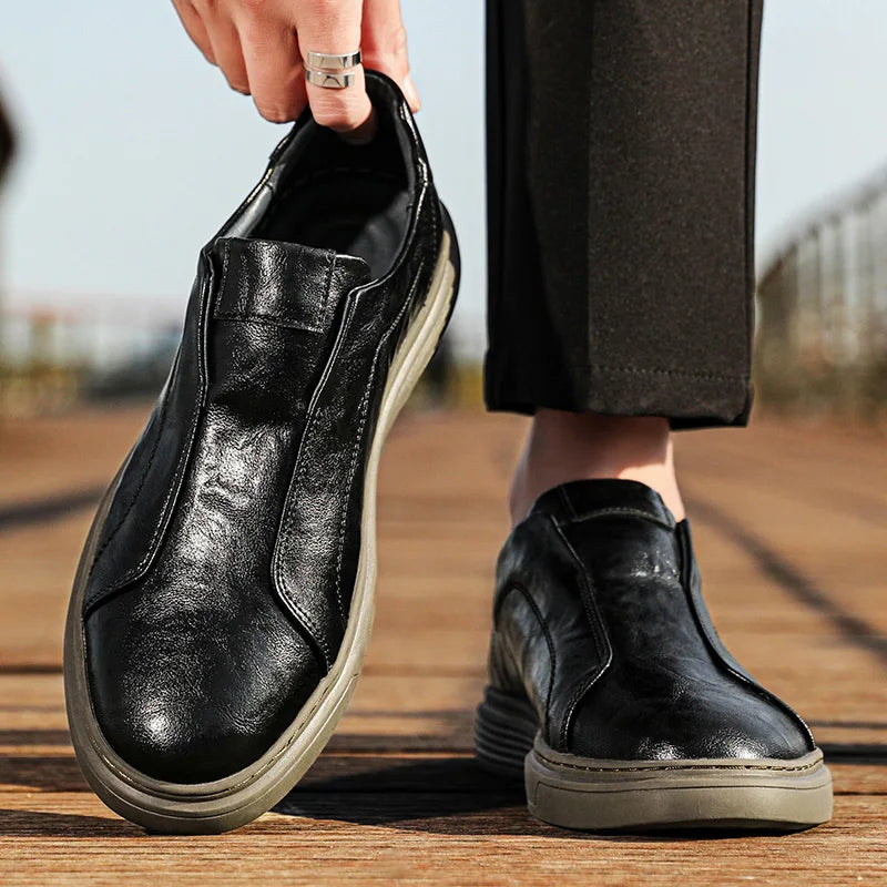Harry Standard Fit Slip-On Loafers | Ribbed Sole Stitched Slip-On Loafers