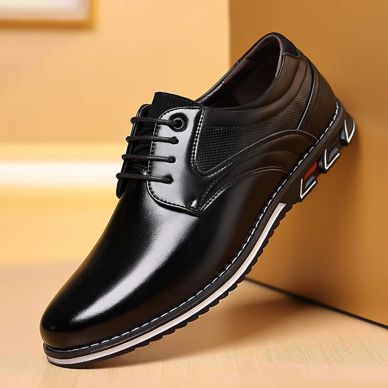 Samuel Faux Leather Lace-Up Oxfords | Perforated Panel Solid Oxfords