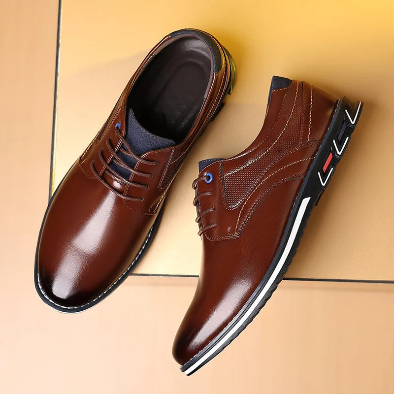 Samuel Faux Leather Lace-Up Oxfords | Perforated Panel Solid Oxfords