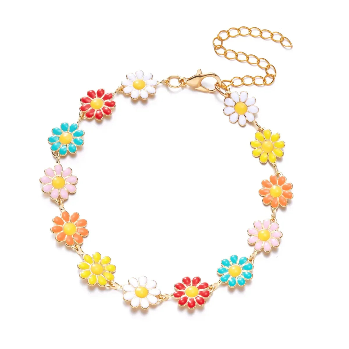 Daisy Floral Bracelet & Necklace Two-Piece Set | Daisy Charm Jewelry Set
