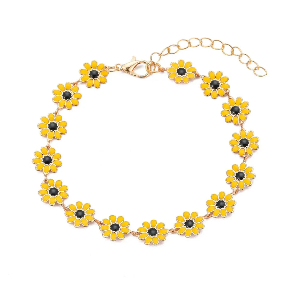Daisy Floral Bracelet & Necklace Two-Piece Set | Daisy Charm Jewelry Set