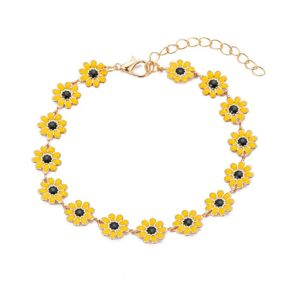 Daisy Floral Bracelet & Necklace Two-Piece Set | Daisy Charm Jewelry Set