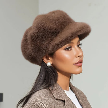 Harper Brimmed Fuzzy Baker Boy Hat | Relaxed Fit Solid Baker Boy Hat