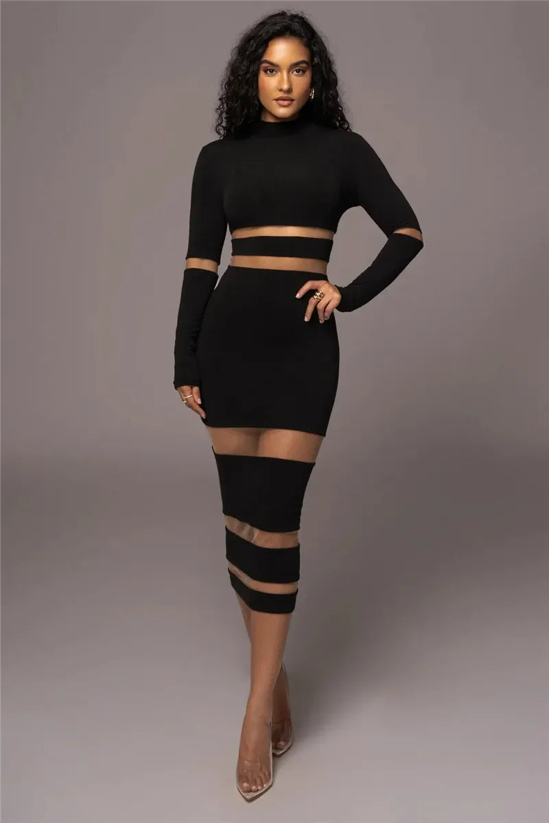 Dress for Women – Bodycon Fit – Stretchable Jersey – Cut-Out Details – Midi Length