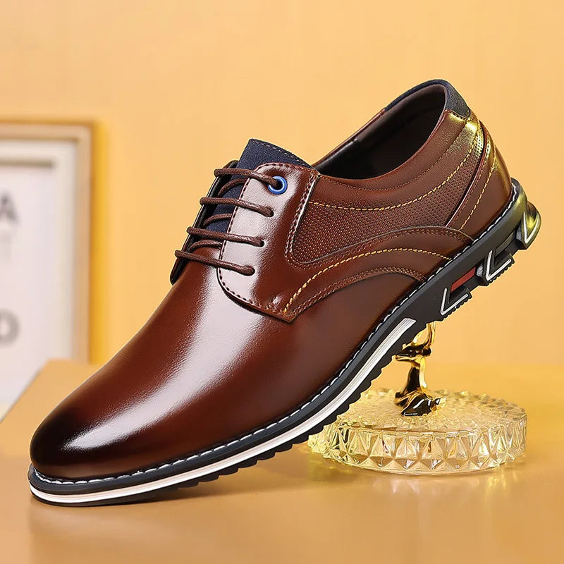 Samuel Faux Leather Lace-Up Oxfords | Perforated Panel Solid Oxfords