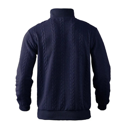 Freddie Patterned Cable Knit Quarter-Zip Knit Sweater | Ribbed Cuffs Hip-Length Sweater