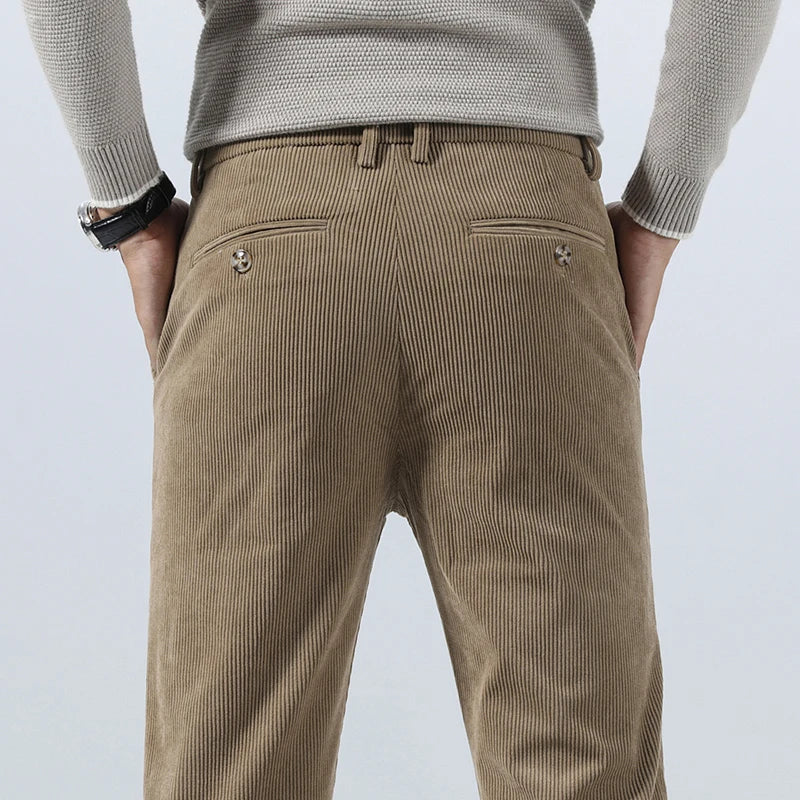George Relaxed Trousers | Pleated Ribbed Side Pockets Trousers