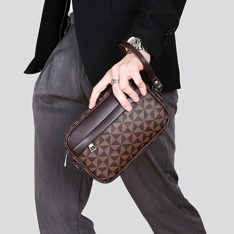 Oscar Structured Crossbody Bag | Checkered Design Silver-Tone Crossbody Bag