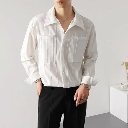 Men's Shirt - Long Sleeve - Button Closure - Classic Collar - Relaxed Fit