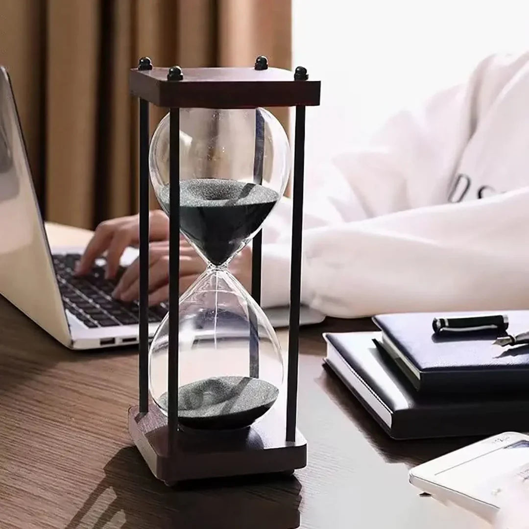 Minimalist Glass and Wood Hourglass Timer