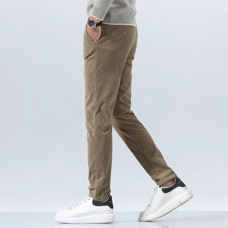 George Relaxed Trousers | Pleated Ribbed Side Pockets Trousers