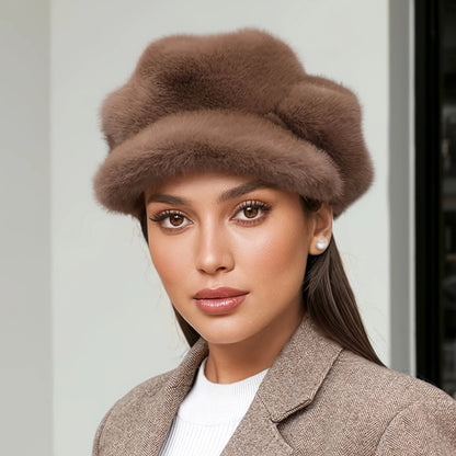 Harper Brimmed Fuzzy Baker Boy Hat | Relaxed Fit Solid Baker Boy Hat