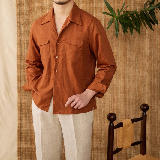 Men's Shirt – Relaxed Fit – Button Closure – Long-Sleeved – Breathable Natural Fabric