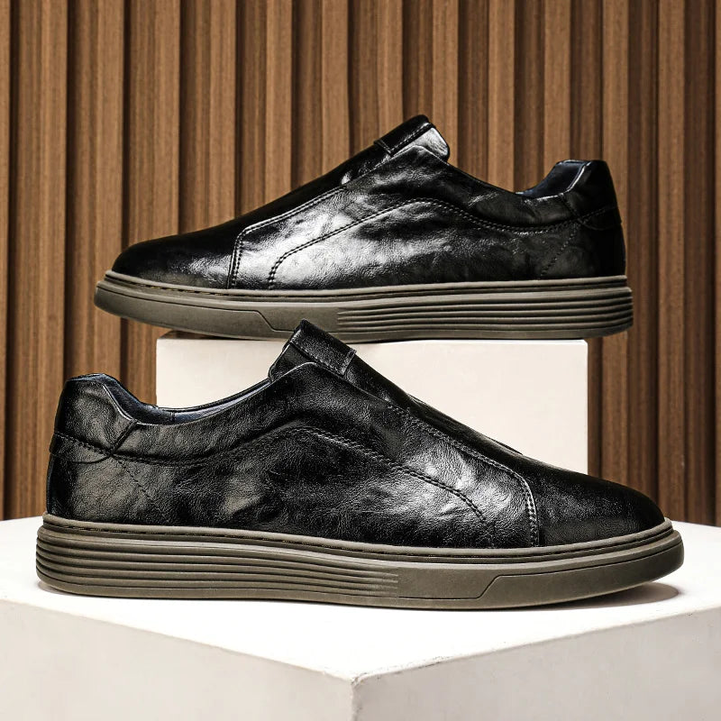 Harry Standard Fit Slip-On Loafers | Ribbed Sole Stitched Slip-On Loafers