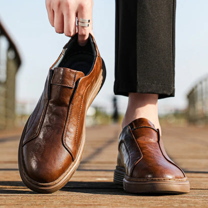 Harry Standard Fit Slip-On Loafers | Ribbed Sole Stitched Slip-On Loafers