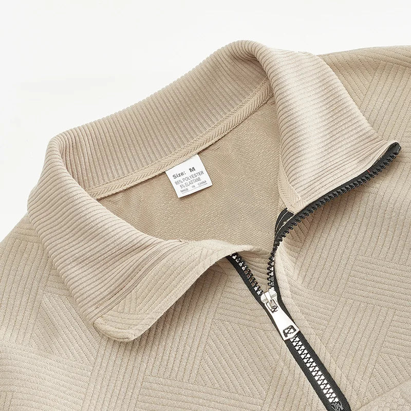 Freddie Patterned Cable Knit Quarter-Zip Knit Sweater | Ribbed Cuffs Hip-Length Sweater