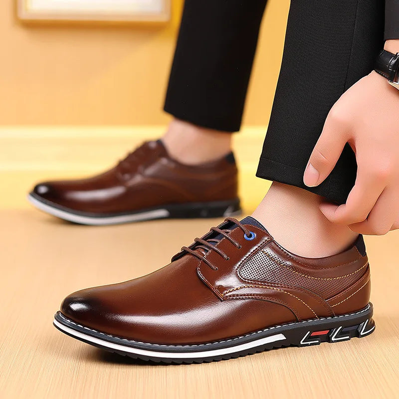 Samuel Faux Leather Lace-Up Oxfords | Perforated Panel Solid Oxfords