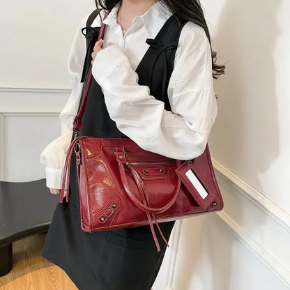 Luna Faux Leather Structured City Bag | Top Handle Shoulder Strap City Bag